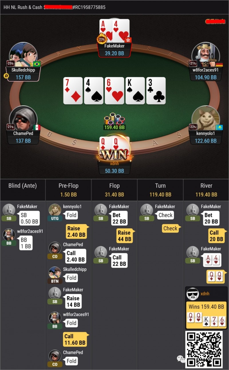 【DD扑克】牌局分析：NL10练习场——QQ 3bet pot