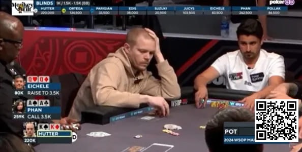 【DD扑克】话题 | WSOP主赛事，两位选手在翻牌前先后弃掉KK和QQ